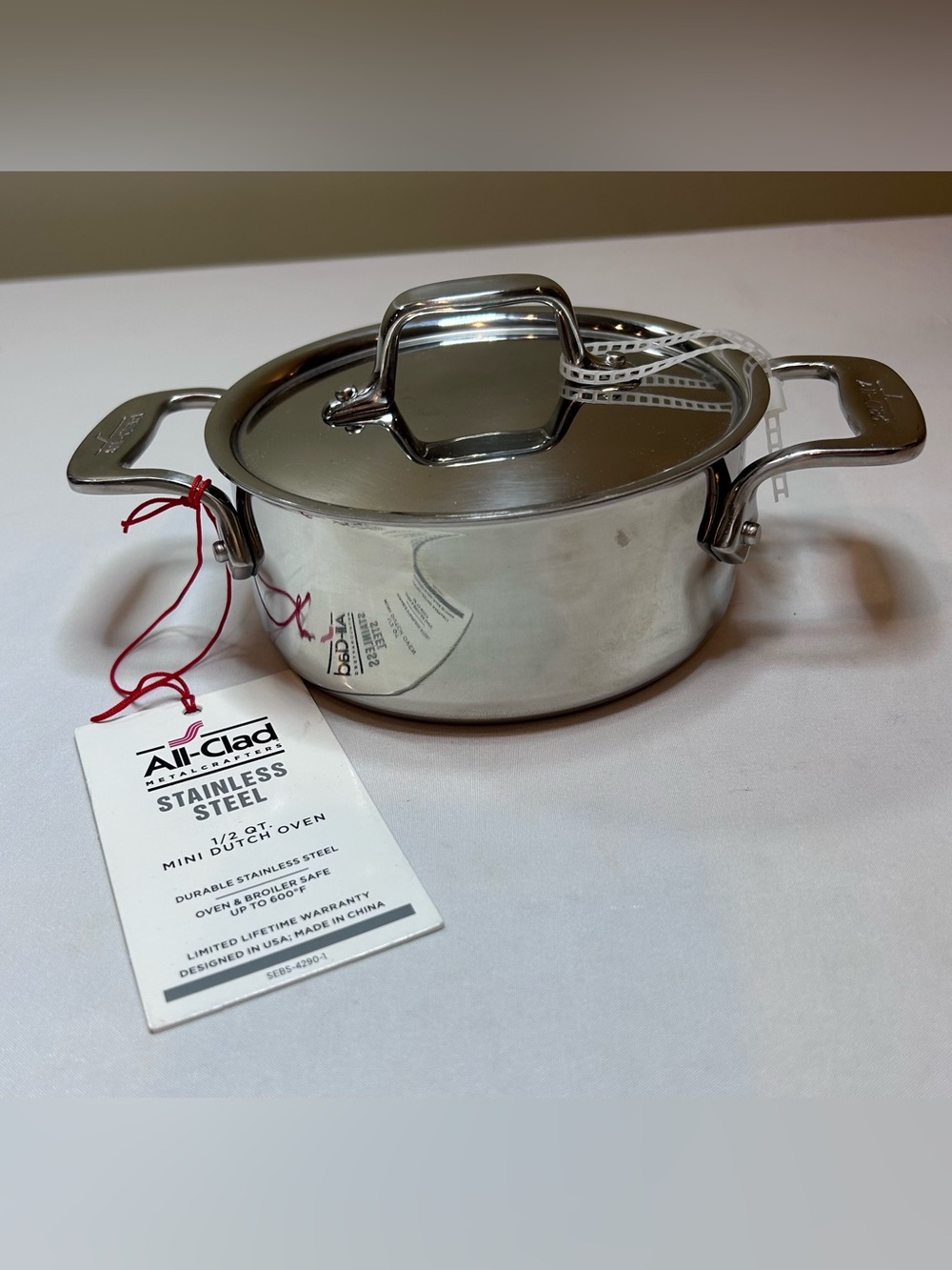 All-Clad Stainless Steel Mini Dutch Oven Cocotte Pot with Lid .5 Qt (1/2 Qt) NEW